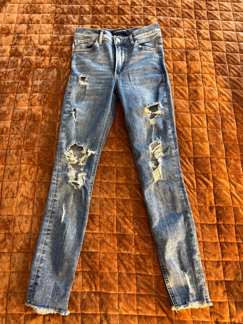 Express Women's High Rise Ankle Legging Distressed Jeans Size 2  Skinny